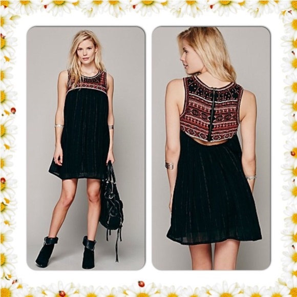 Free People Dresses & Skirts - Free People Aztec Bib Dress Black 8